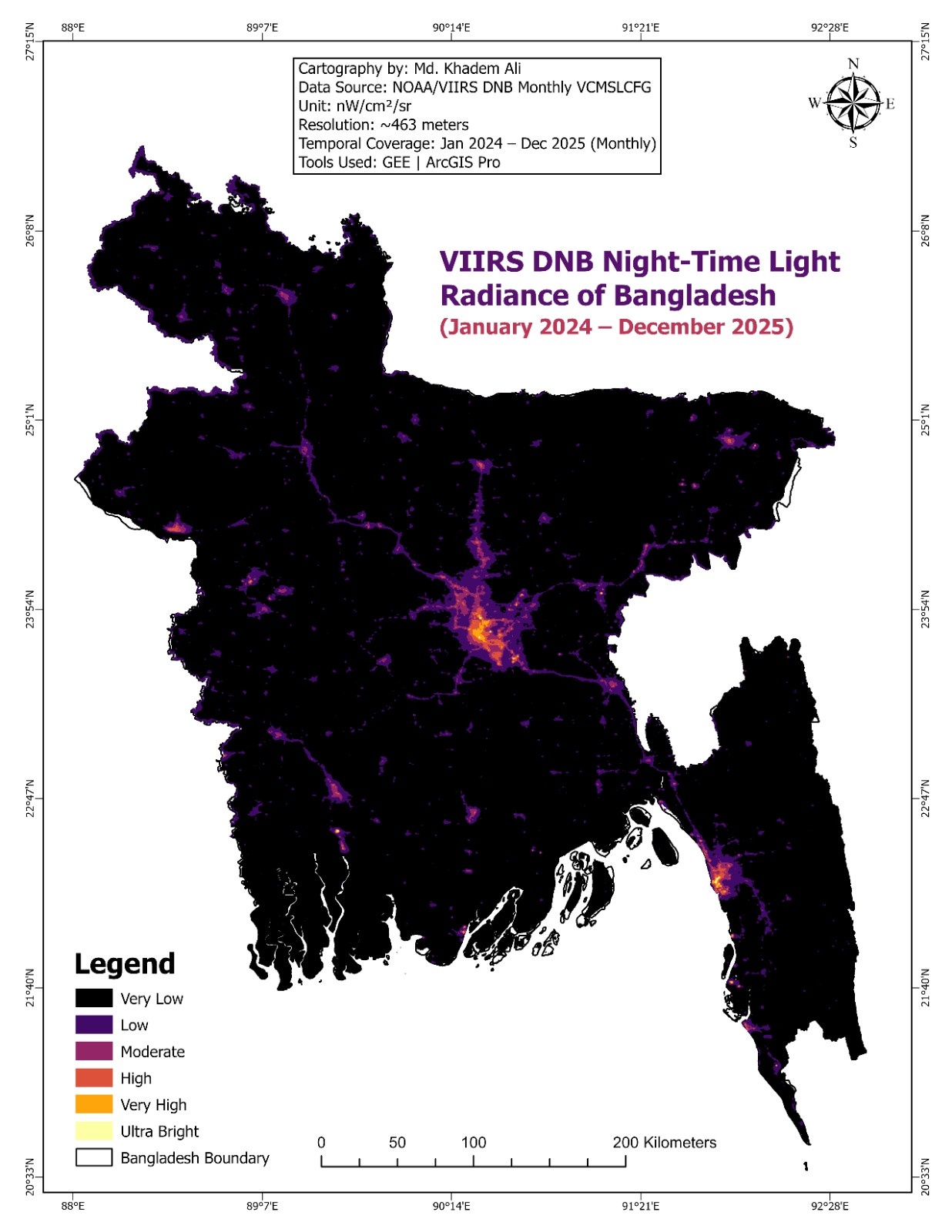 Night-Time Light Map of Bangladesh