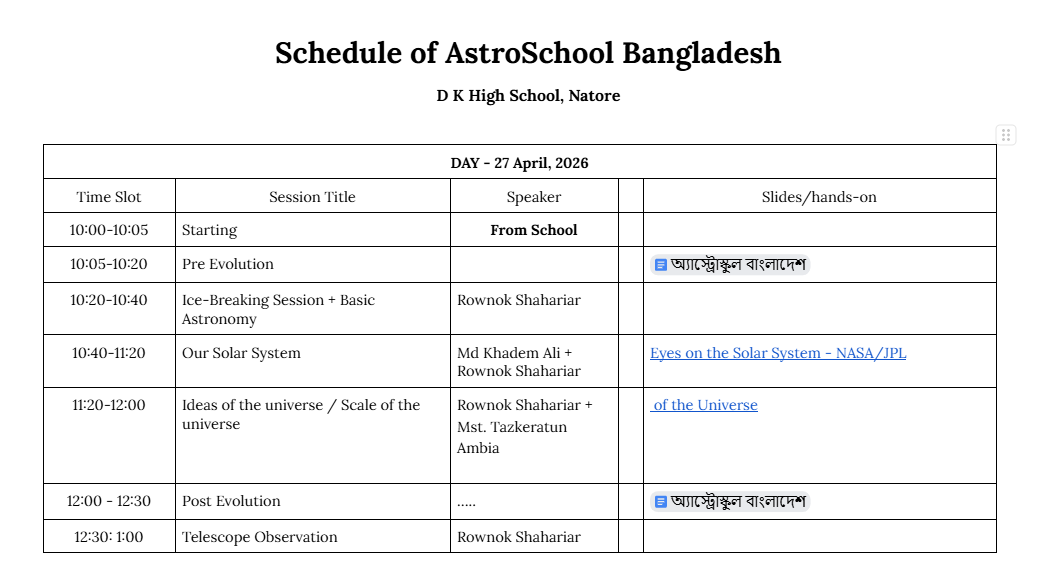 AstroSchool Outreach Program